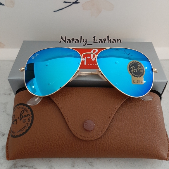 Ray-Ban (Store Display) Aviator Blue Mirror Lens RB3025 - Picture 4 of 11
